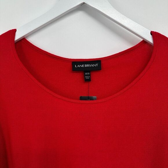 Lane Bryant Sweater Pullover Size‎ 18 20 Stretch Knit Long Bell Sleeves New Red - Picture 4 of 13